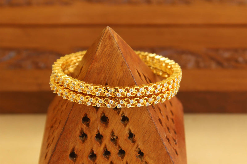 Designer Gold Plated CZ Bangles M1938