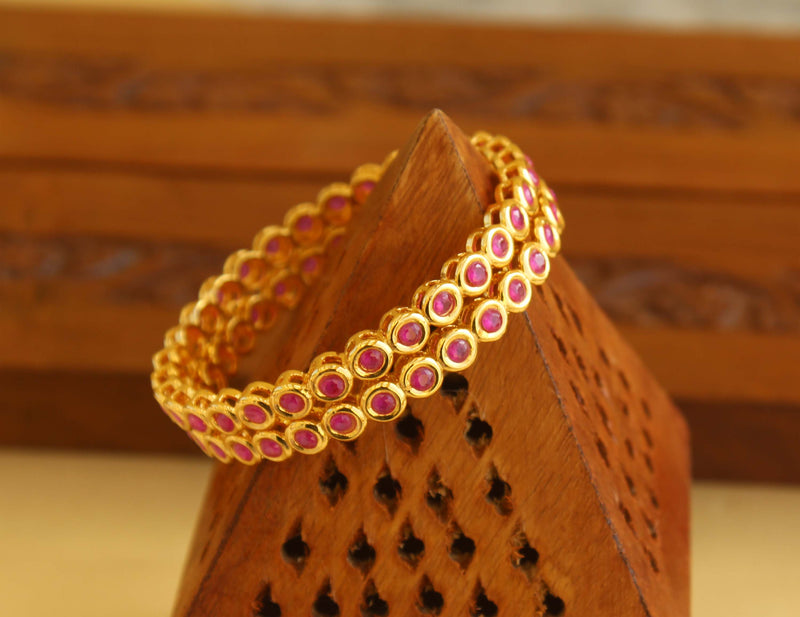 Designer Gold Plated Ruby Bangles M1940