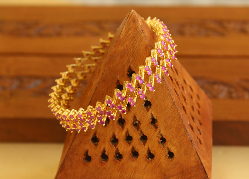 Designer Gold Plated Ruby Bangles M1942