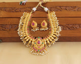 Designer Gold Plated Kempu Mango Necklace Set M1917