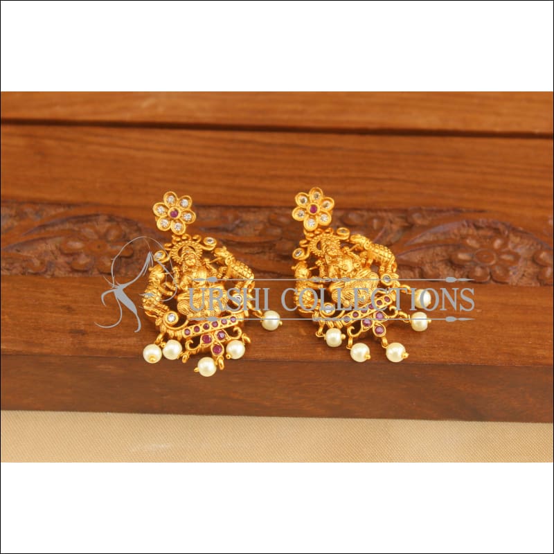 Beautiful Matte Finish CZ Temple Earrings M3060 - EARRINGS