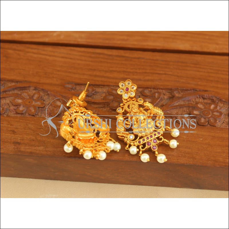 Beautiful Matte Finish CZ Temple Earrings M3060 - EARRINGS