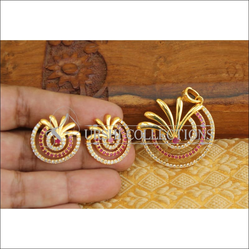 Designer CZ Gold plated pendant set M200 - Pendant Set