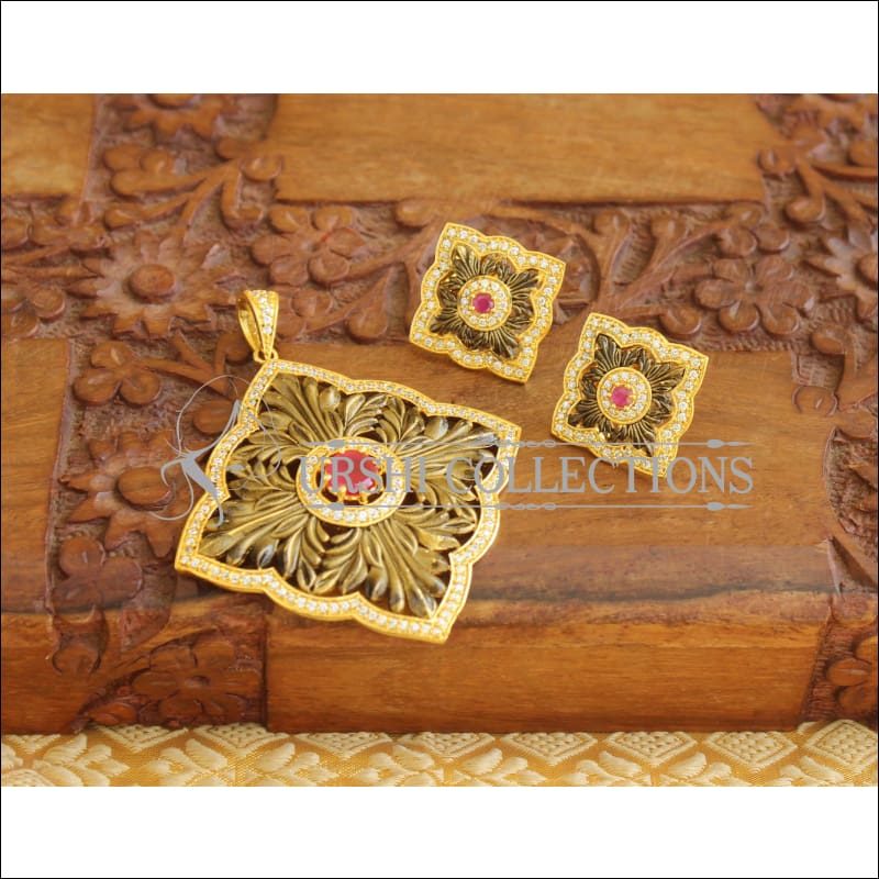 Designer CZ Matte finish pendant set M507 - Pendant Set