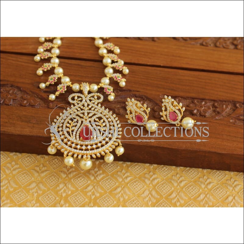 Designer Gold Plated CZ Pearl Necklace Set M1972 - Necklace Set