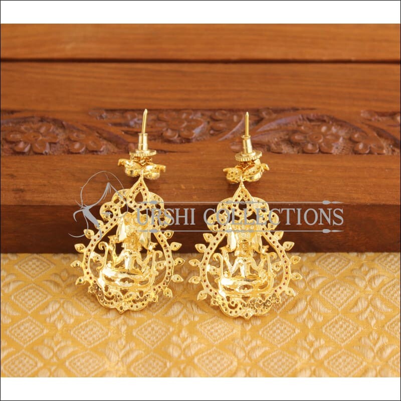 Designer Gold Plated CZ Temple Earrings M1991 - Earrings