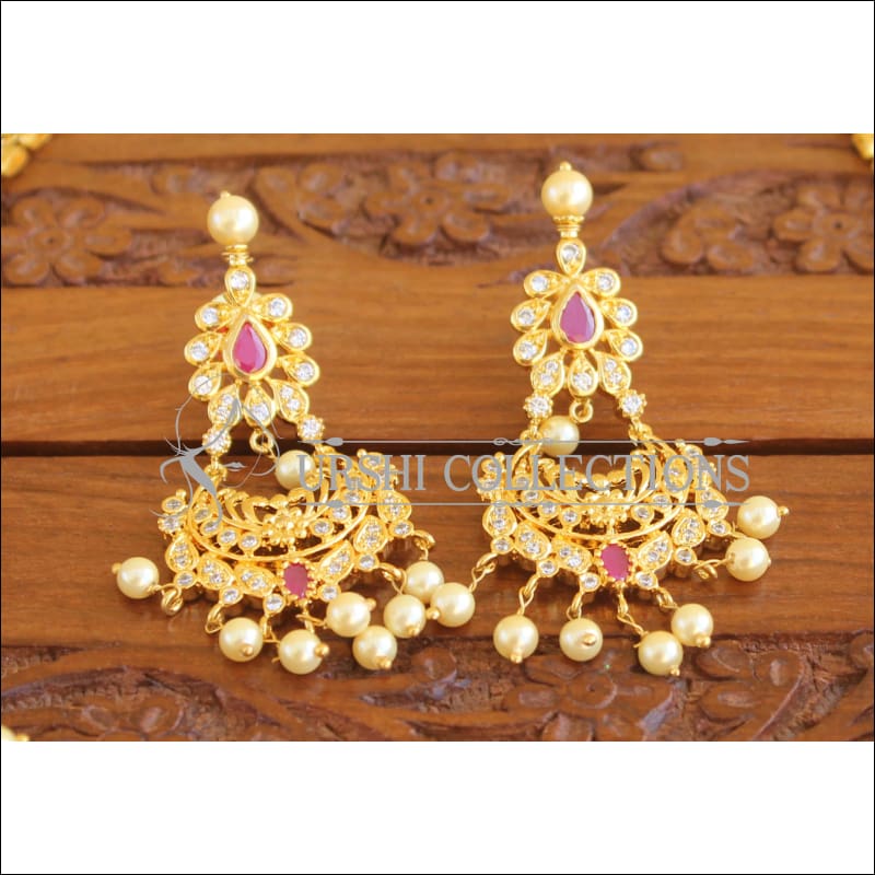 Designer Gold Plated CZ Temple Necklace Set M2294