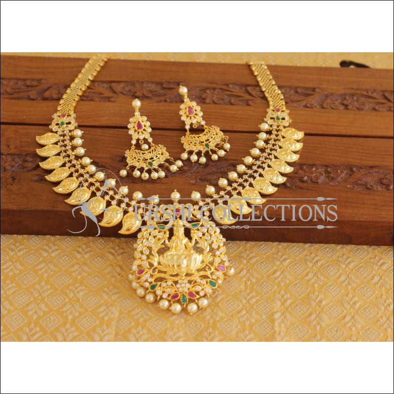 Designer Gold Plated CZ Temple Necklace Set M2295