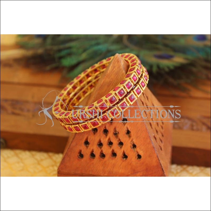 Designer Gold Plated Kempu Bangles M1736 - 2.4 - Bangles