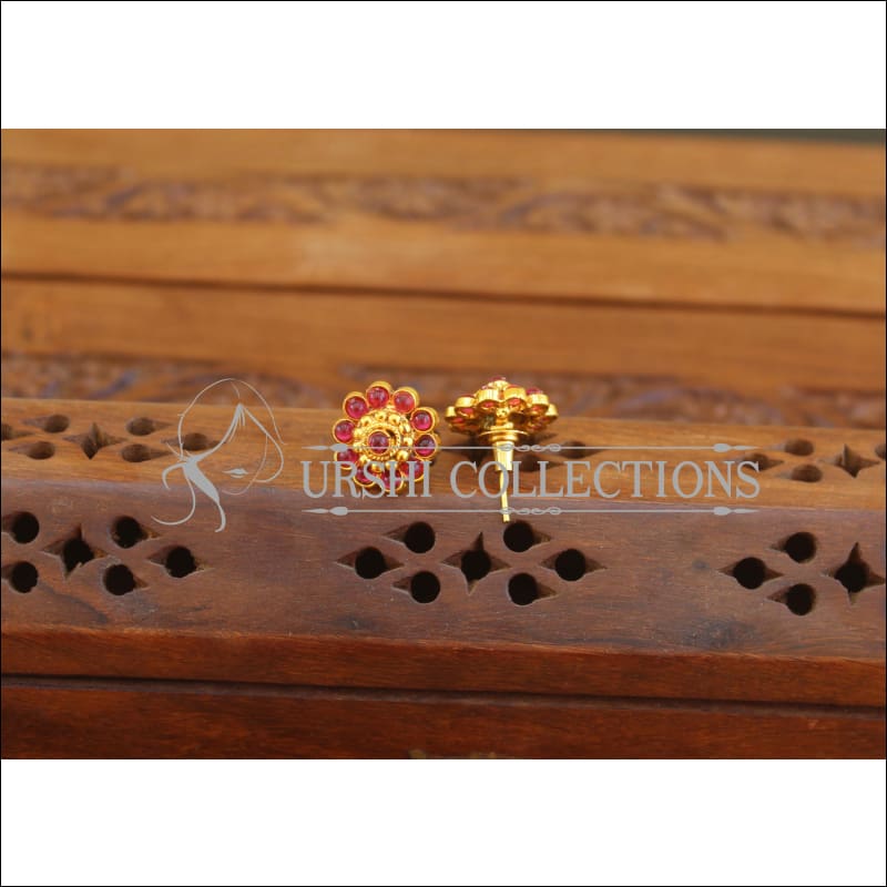 Designer Gold Plated Kempu Earrings M2726 - Earrings