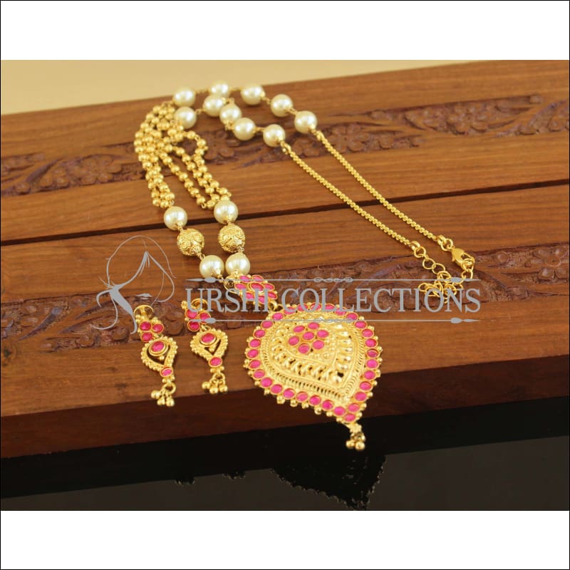 Designer Gold plated Kempu handmade necklace set M1186 - Necklace Set
