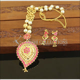 Designer Gold plated Kempu handmade necklace set M1186 - Necklace Set