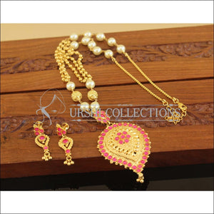 Designer Gold plated Kempu handmade necklace set M1186 - Necklace Set