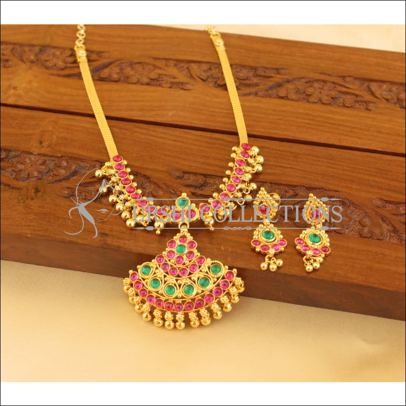 Designer Gold plated Kempu Necklace M1189 - Necklace Set