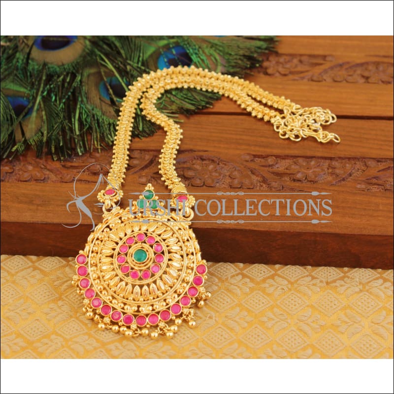 Designer Gold Plated Kempu Necklace M854 - Necklace Set