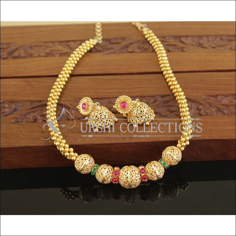 Designer Gold Plated Kempu Necklace Set M1169 - Necklace Set