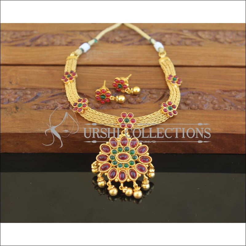 Designer Gold Plated Kempu Necklace Set M2504 - Necklace Set