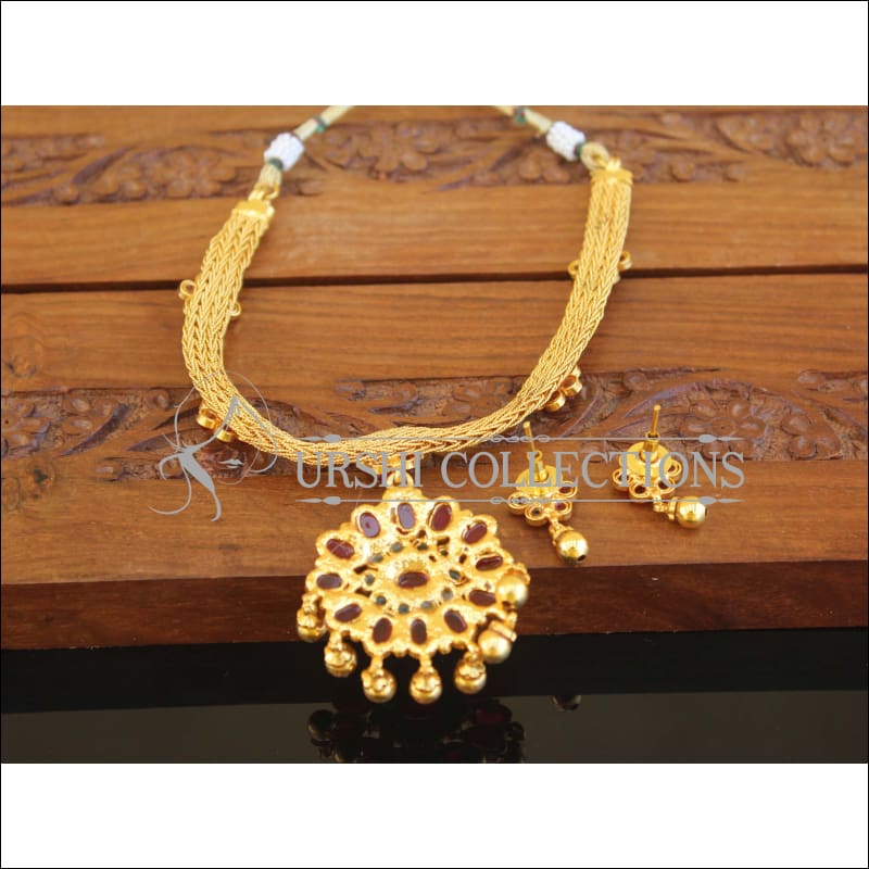 Designer Gold Plated Kempu Necklace Set M2504 - Necklace Set