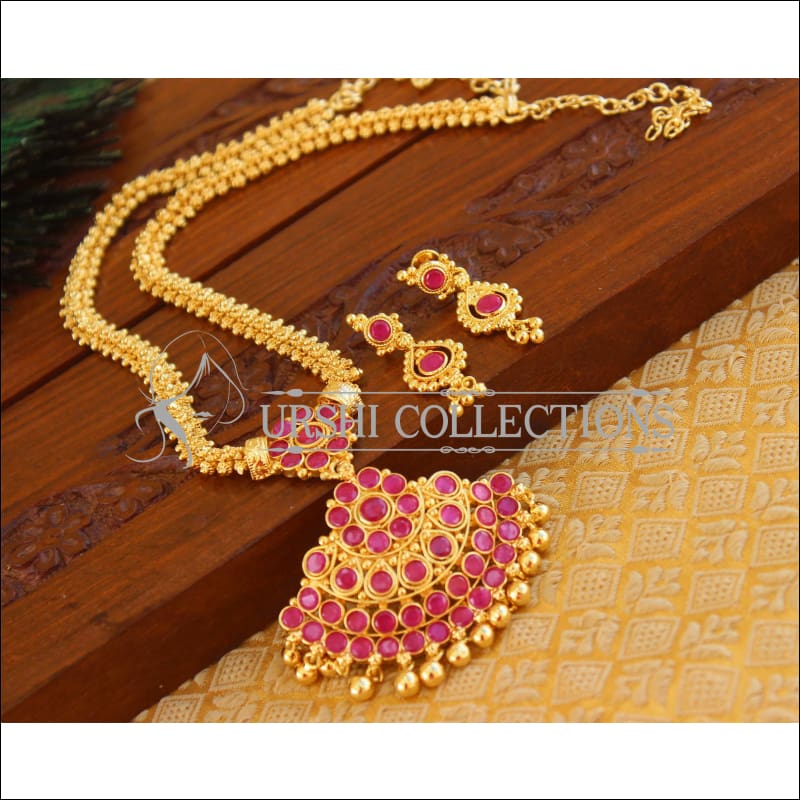 Designer Gold Plated Kempu Necklace Set M852 - Necklace Set