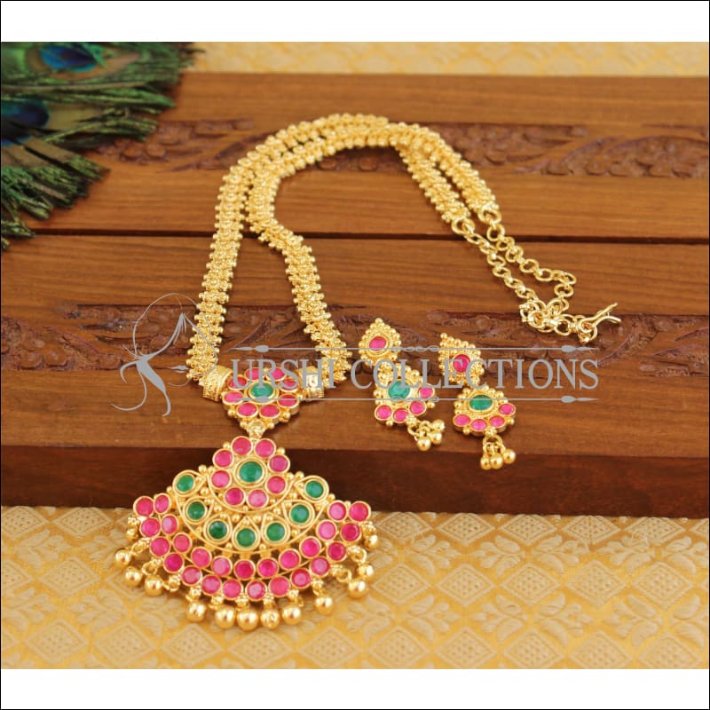 Designer Gold Plated Kempu Necklace Set M852 - Necklace Set