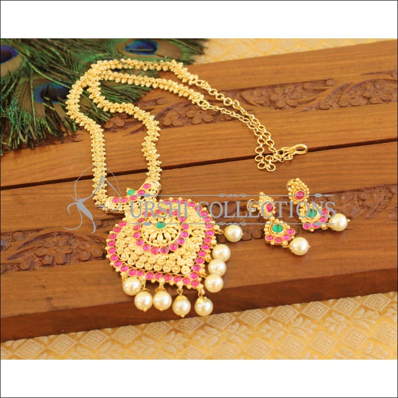 Designer Gold Plated Kempu Necklace Set M863 - Necklace Set