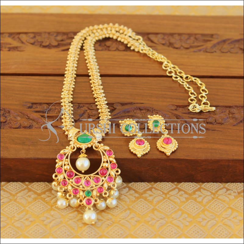 Designer Gold Plated Kempu Necklace Set M865 - Necklace Set