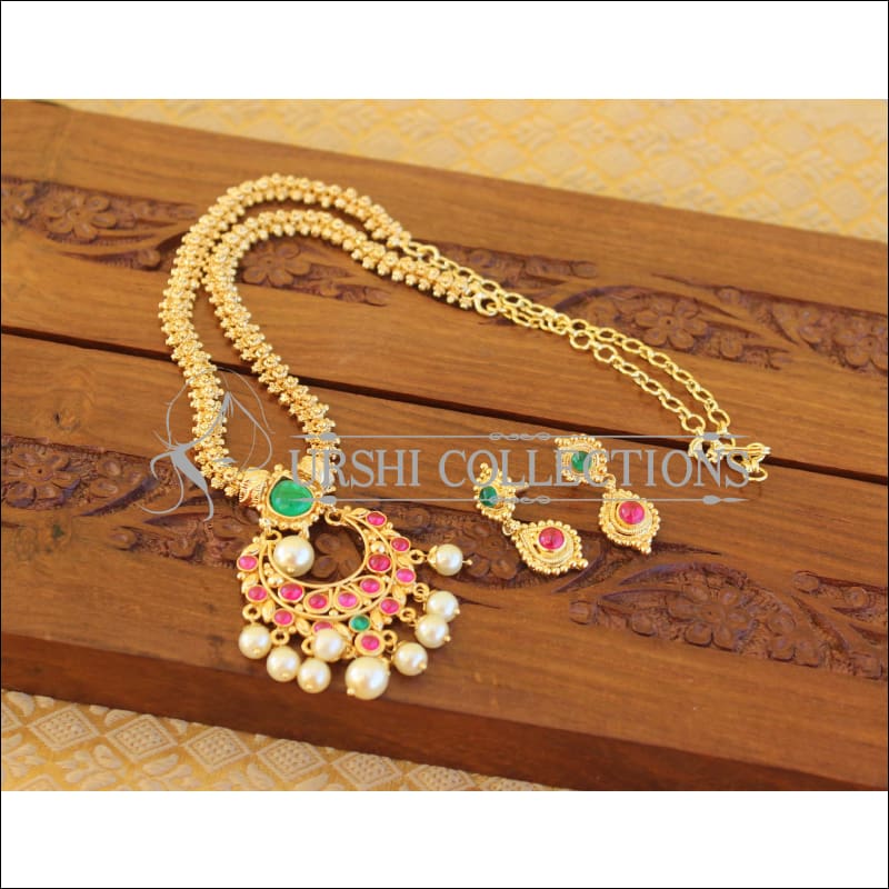 Designer Gold Plated Kempu Necklace Set M865 - Necklace Set