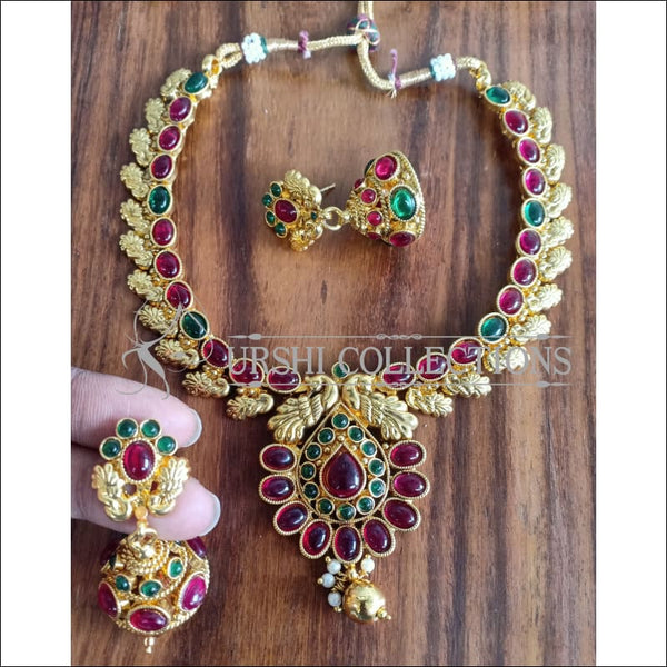 Ruby stone necklace hot sale set in gold