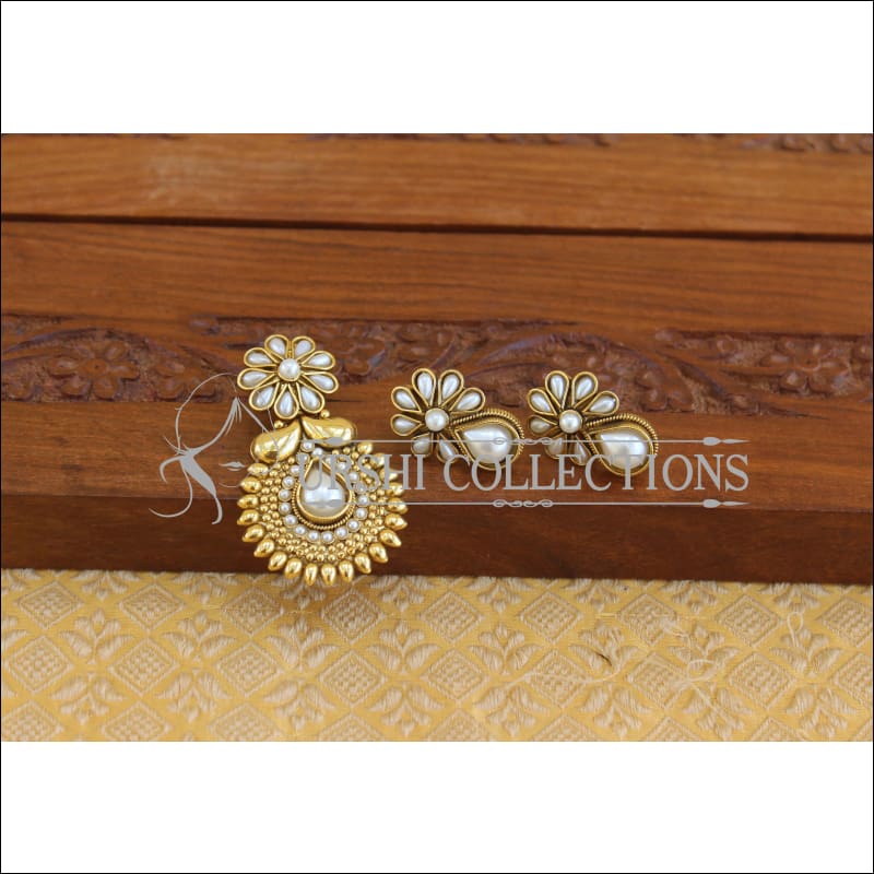 Designer Gold Plated Kempu Pendant Set M2793 - Pendant Set