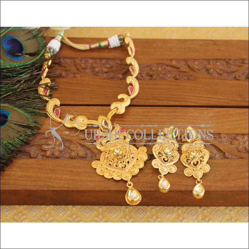 Designer Gold plated necklace set U-34 - Necklace Set