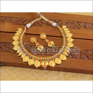 Designer Gold Plated Temple Coin Necklace Set M2042 - Necklace Set