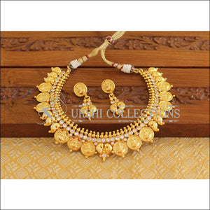 Designer Gold Plated Temple Coin Necklace Set M2043 - Necklace Set