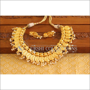 Designer Gold Plated Temple Coin Necklace Set M2048 - Necklace Set
