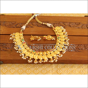 Designer Gold Plated Temple Coin Necklace Set M2049 - Necklace Set