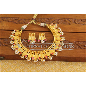 Designer Gold Plated Temple Coin Necklace Set M2053 - Necklace Set