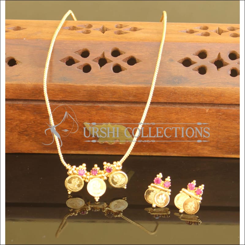 Designer gold plated temple coin necklace set M844 - Necklace Set