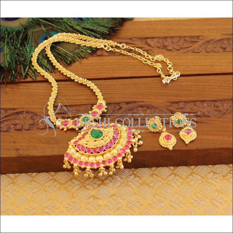 Designer kempu gold plated necklace set M868 - Necklace Set