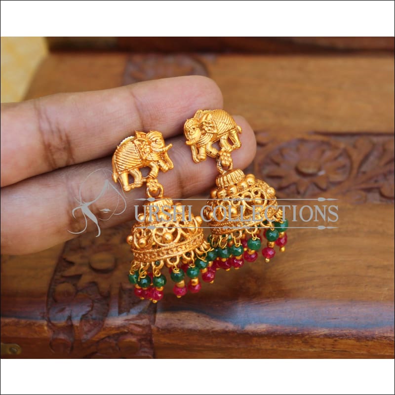 DESIGNER MATTE FINISH ELEPHANT EARRINGS UTV771 - Earrings