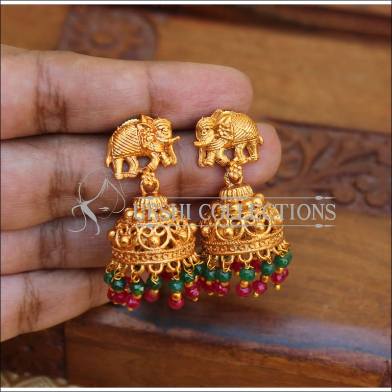 DESIGNER MATTE FINISH ELEPHANT EARRINGS UTV771 - Earrings