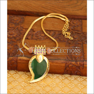 Gold plated kerala style necklace M272 - green - Necklace Set