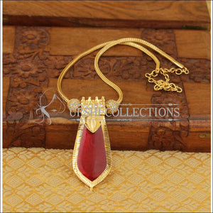 Gold plated kerala style necklace M275 - red - Necklace Set