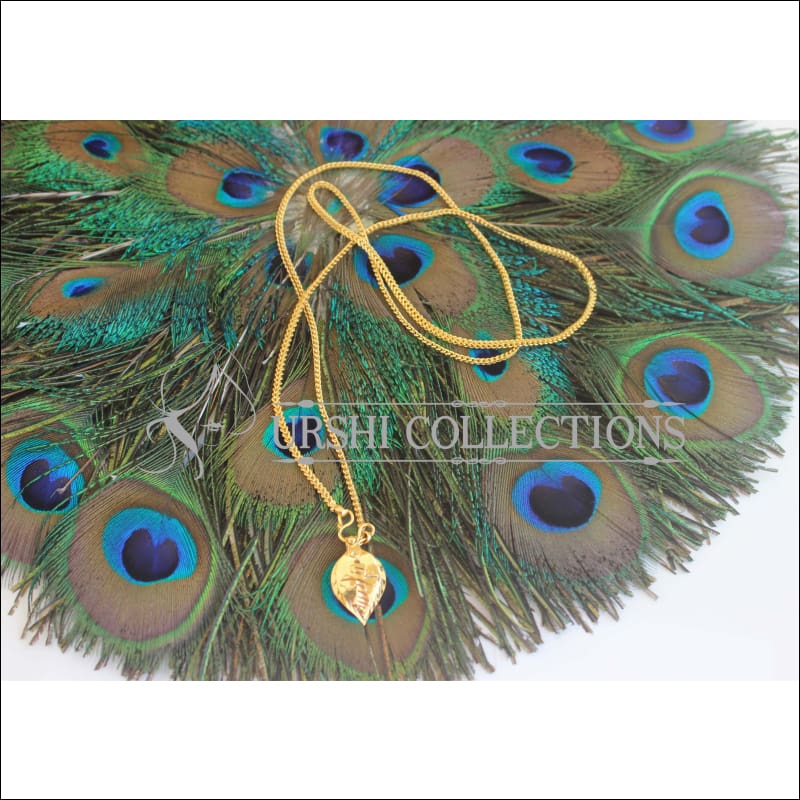 Gold Platted Cross Pendant Long Thali Chain U-56 - necklace