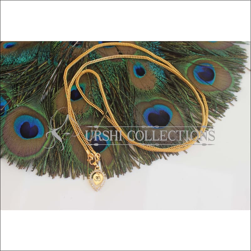 Gold Platted OM Pendant Long Chain U-60 - necklace