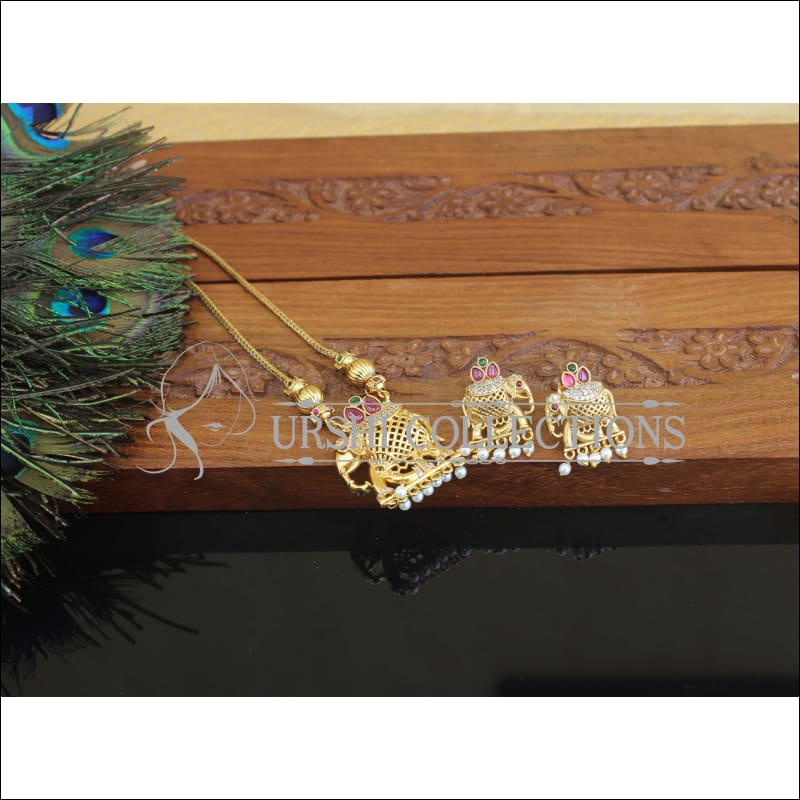 Kerala Style Gold Plated Elephant Necklace Set M3020 - Necklace Set