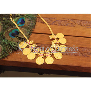 Kerala Style Gold Plated Temple Special work Stone Coin Necklace M2300 - Set