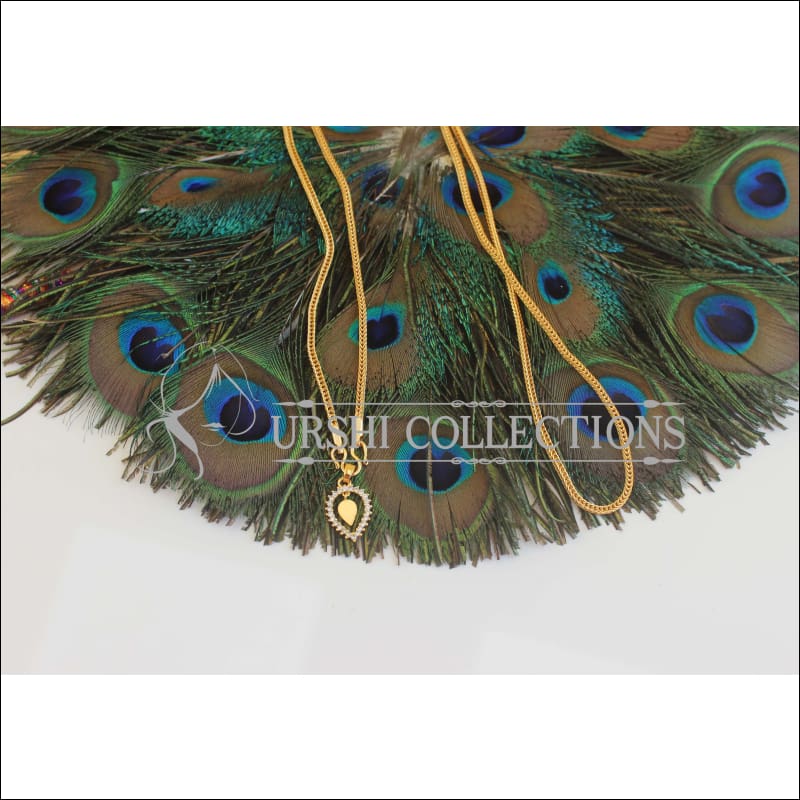 Kerala Style Gold Platted Stone Pendant Chain U-59 - necklace