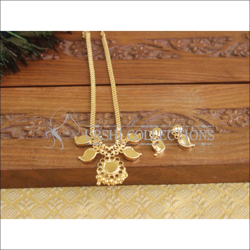 Kerala Traditional Gold Plated 4 Katta Palakka Mango Necklace Set M3035 - Necklace Set