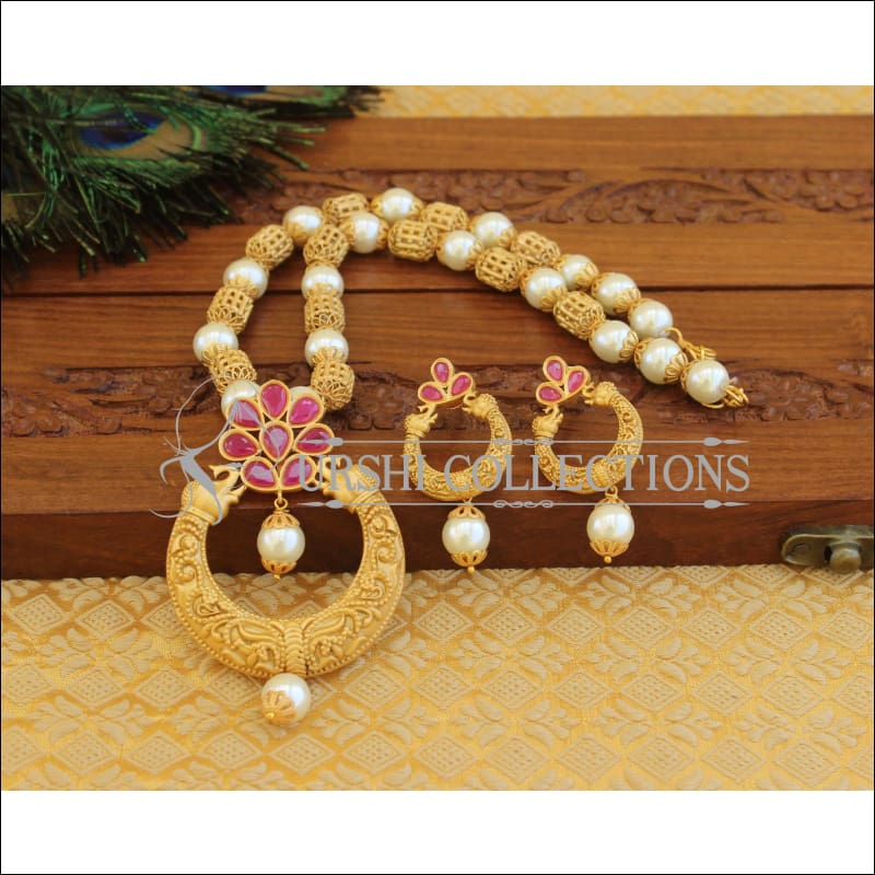 Matte finish Ruby Necklace set M1260 - Necklace Set