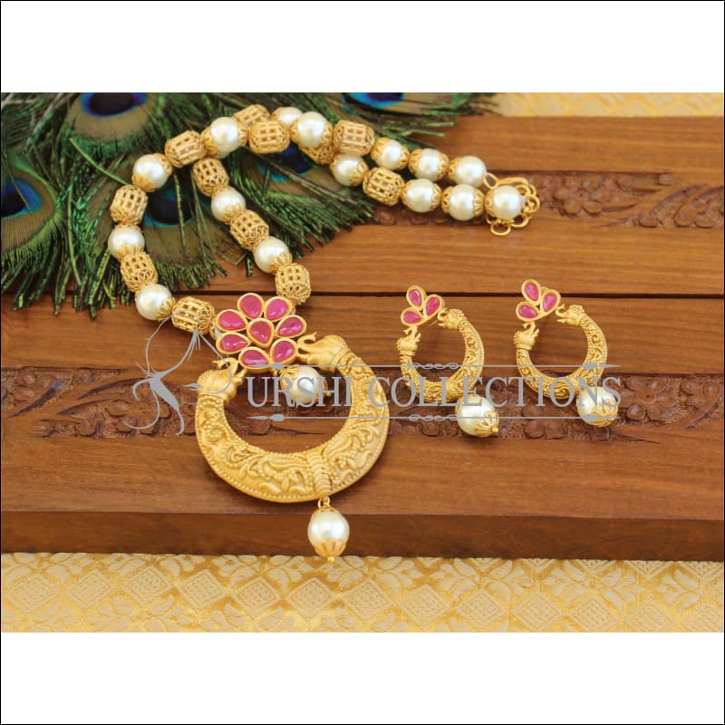 Matte finish Ruby Necklace set M1260 - Necklace Set