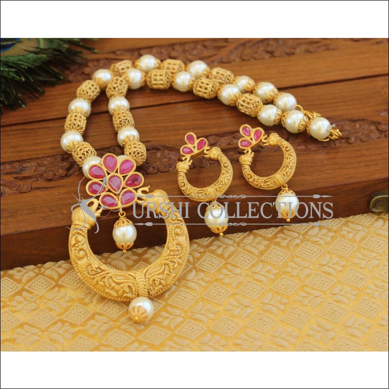 Matte finish Ruby Necklace set M1260 - Necklace Set